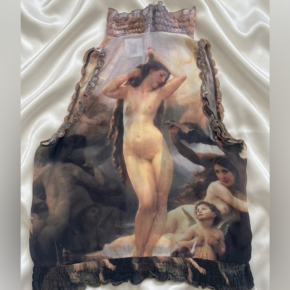RARE Dolce & Gabbana 1993 Birth of Venus Chiffon High Neck Top - Picture 2 of 9